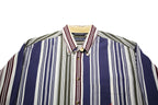 NAUTICA Mens Blue White & Maroon Stripe Cotton Shirt L Classic Fit Button-Down