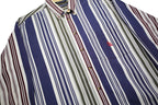 NAUTICA Mens Blue White & Maroon Stripe Cotton Shirt L Classic Fit Button-Down