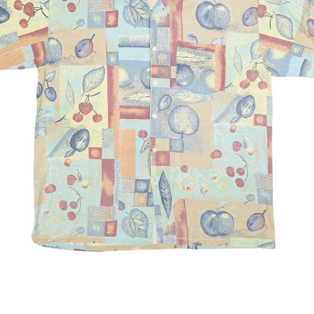 MODE MONSIEUR Mens Blue Beige Pattern Shirt XL Casual Short Sleeve Summer Style