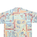 MODE MONSIEUR Mens Blue Beige Pattern Shirt XL Casual Short Sleeve Summer Style