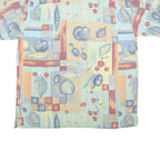 MODE MONSIEUR Mens Blue Beige Pattern Shirt XL Casual Short Sleeve Summer Style