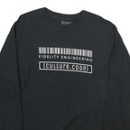 CHAMPION Mens Black Graphic T-Shirt M Long Sleeve Crew Neck Cotton Barcodes