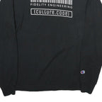 CHAMPION Mens Black Graphic T-Shirt M Long Sleeve Crew Neck Cotton Barcodes