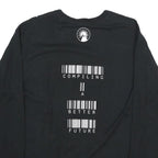 CHAMPION Mens Black Graphic T-Shirt M Long Sleeve Crew Neck Cotton Barcodes