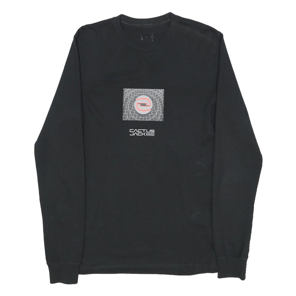 NIKE X CACT.US CORP Travis Scott Cactus Jack Mens Black Graphic Long Sleeve XS