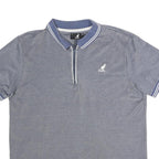 KANGOL Mens Blue Polo Shirt L Cotton Blend Zip Collar Short Sleeve Casual