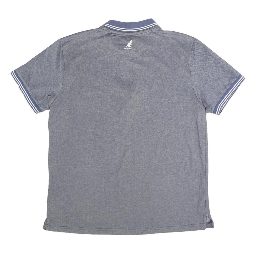 KANGOL Mens Blue Polo Shirt L Cotton Blend Zip Collar Short Sleeve Casual