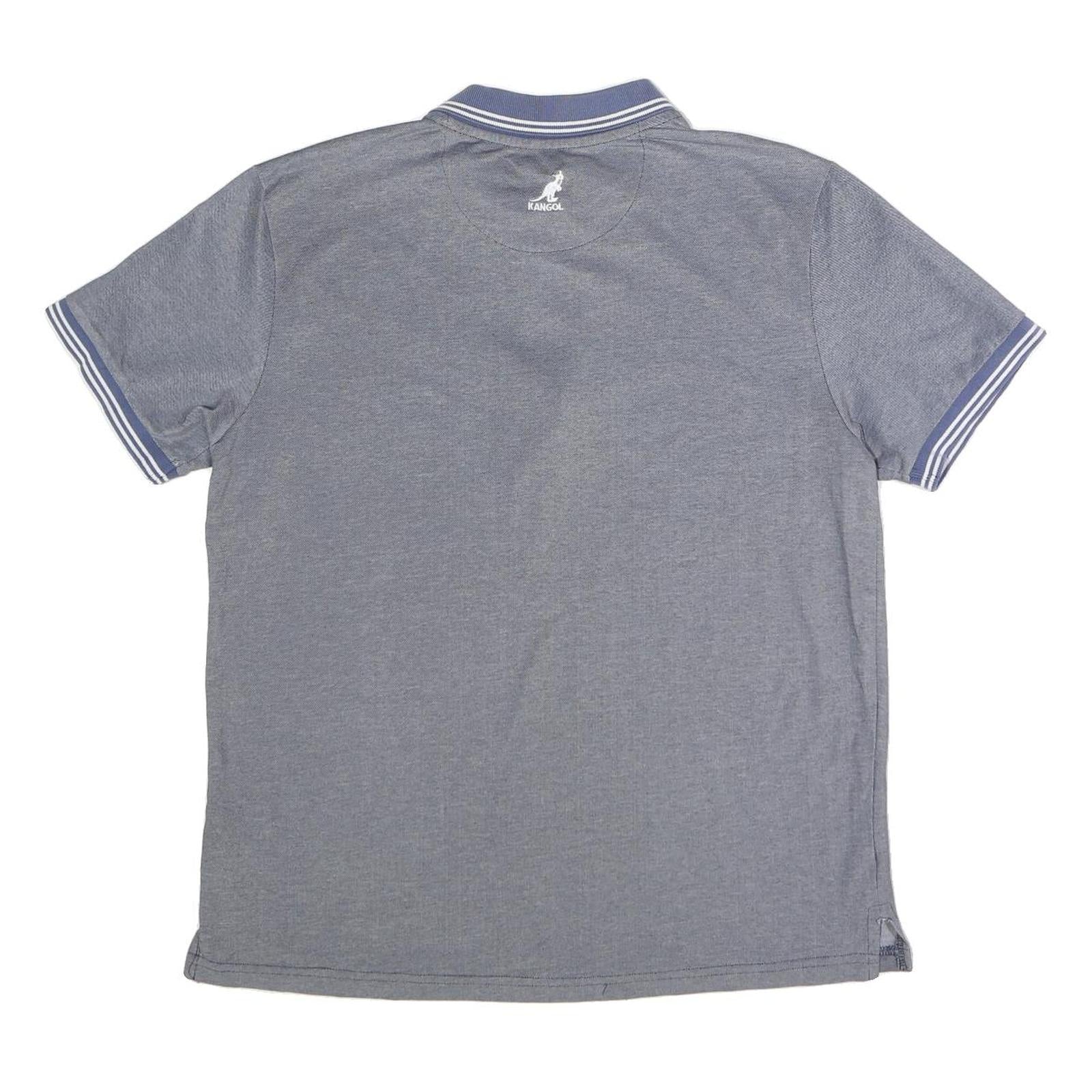 KANGOL Mens Blue Polo Shirt L Cotton Blend Zip Collar Short Sleeve Casual