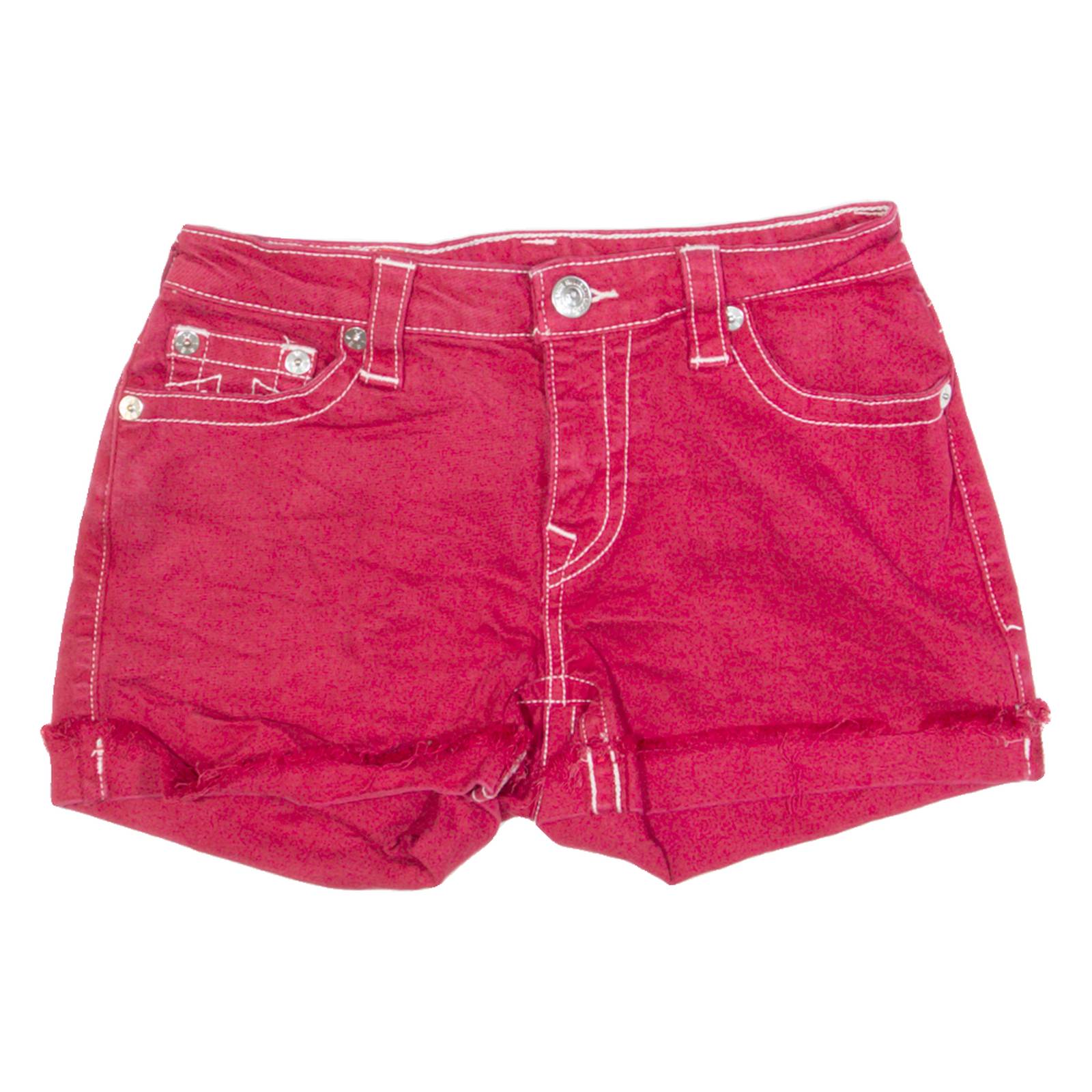 TRUE RELIGION Jennie Curvy Womens Denim Shorts Red S W26