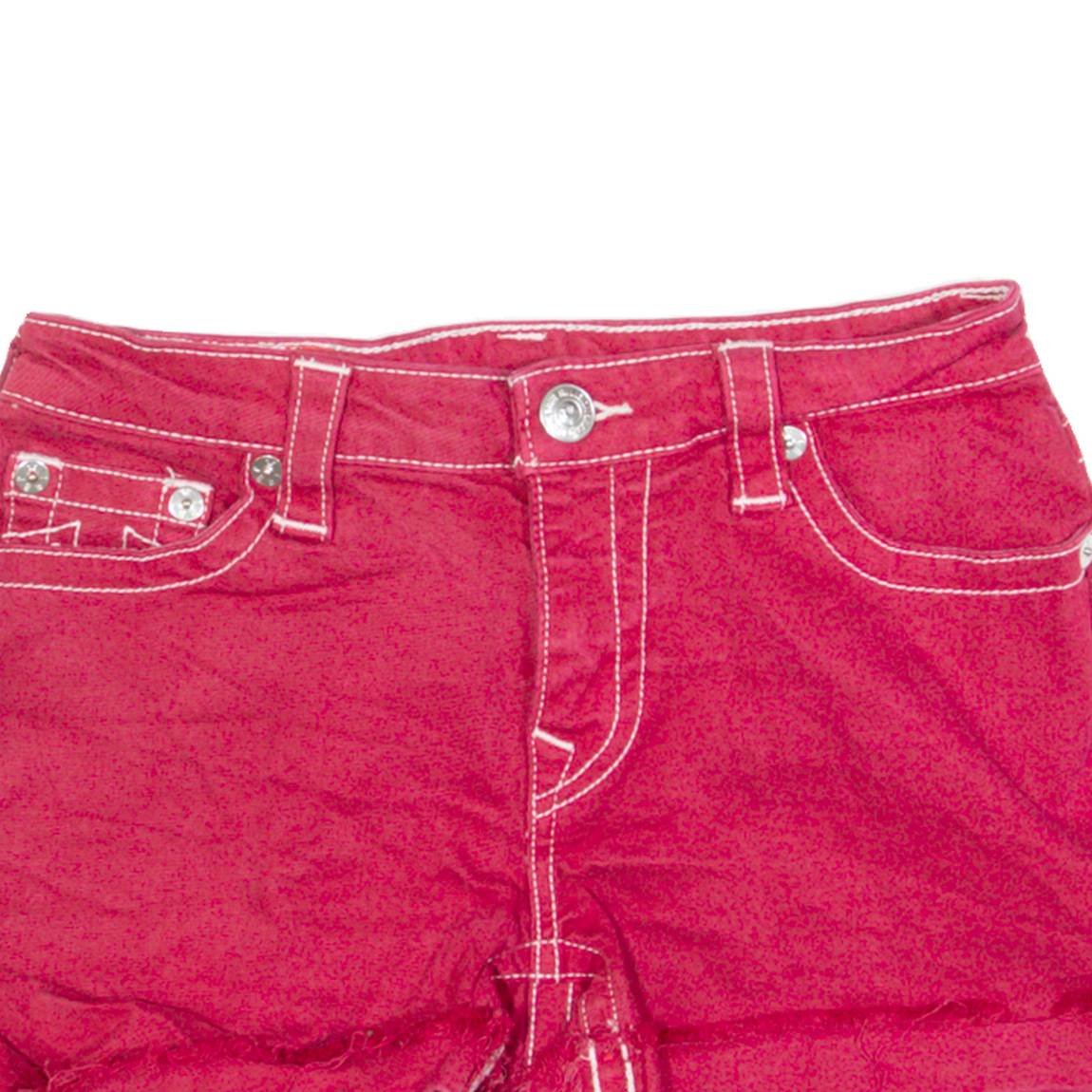 TRUE RELIGION Jennie Curvy Womens Denim Shorts Red S W26