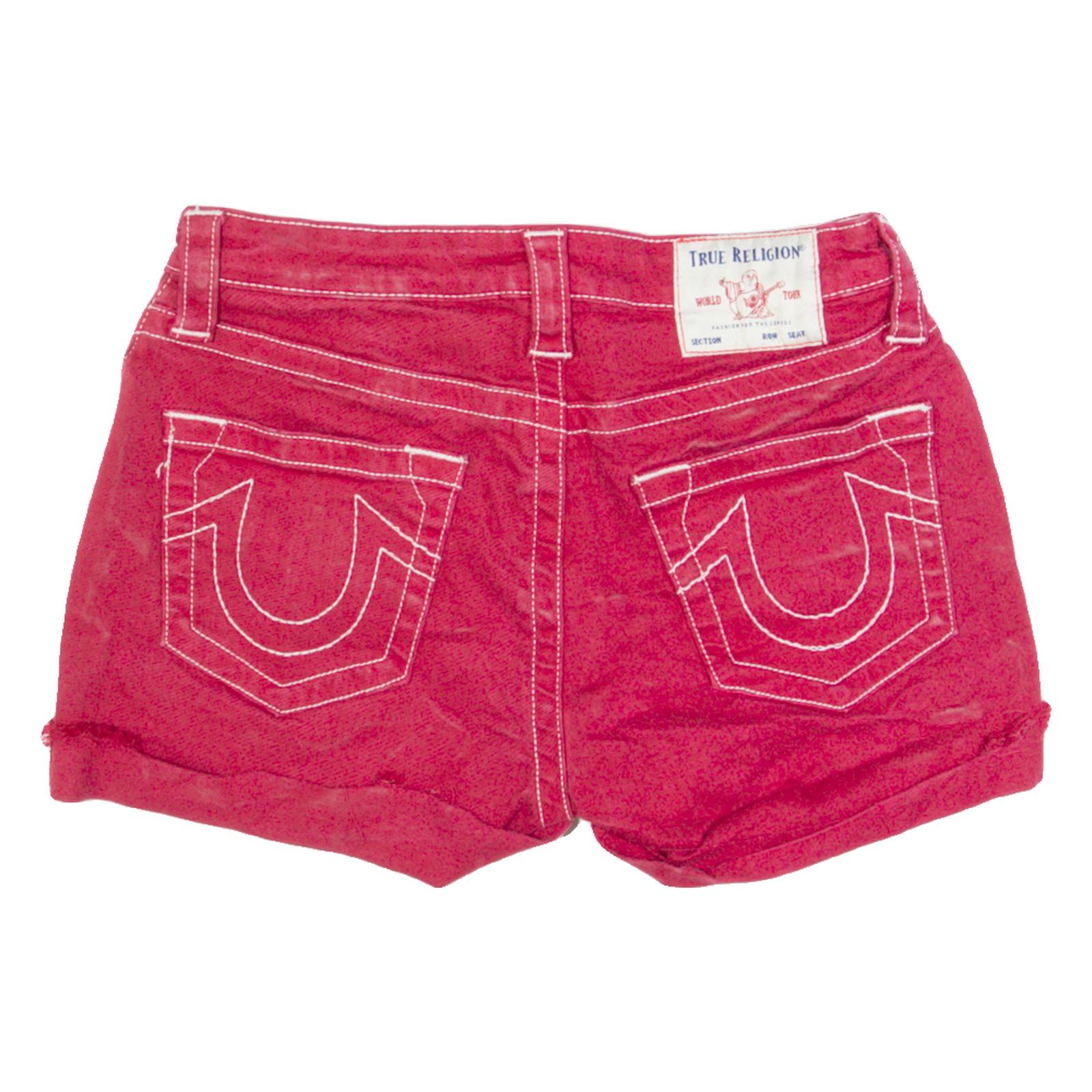 TRUE RELIGION Jennie Curvy Womens Denim Shorts Red S W26