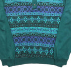CRICKET LANE Womens Green Patterned Jumper Polo Neck Chunky Knit L Button Up