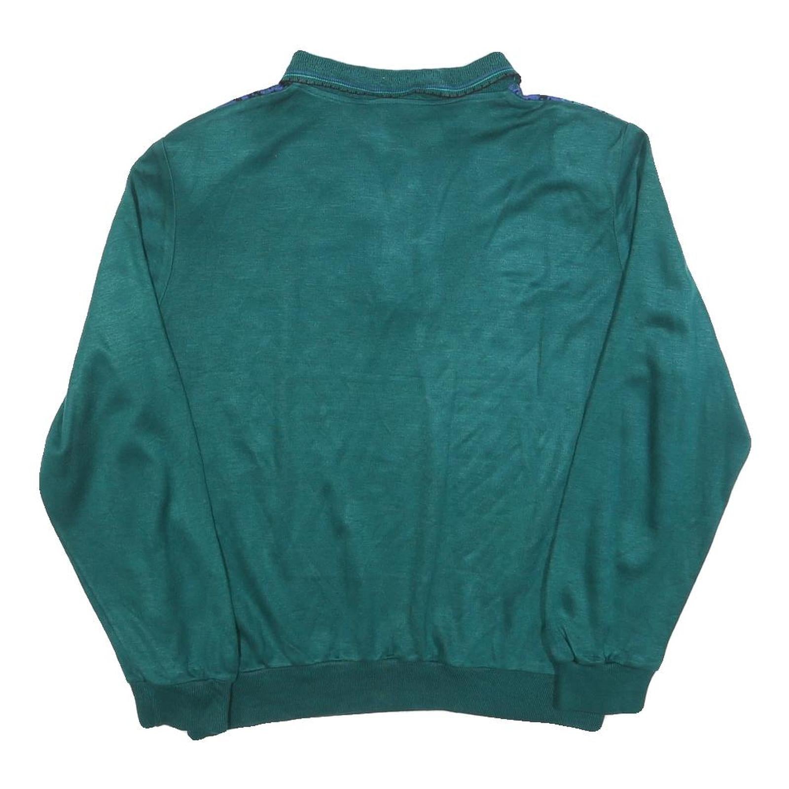 CRICKET LANE Womens Green Patterned Jumper Polo Neck Chunky Knit L Button Up