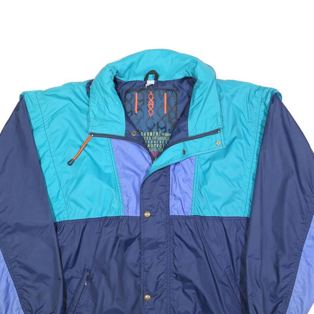 Mens Blue Navy Teal Colourblock Windbreaker Jacket XL Polyester Blend Zip