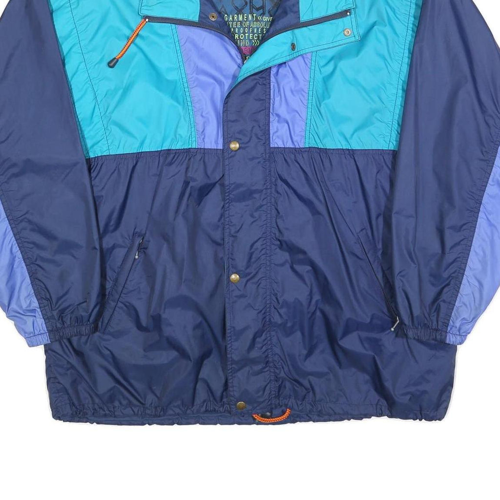 Mens Blue Navy Teal Colourblock Windbreaker Jacket XL Polyester Blend Zip