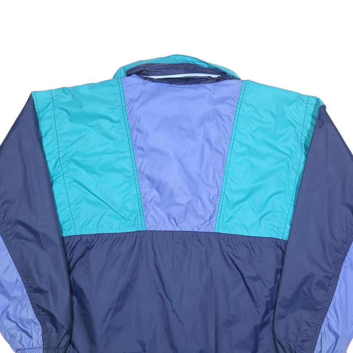 Mens Blue Navy Teal Colourblock Windbreaker Jacket XL Polyester Blend Zip
