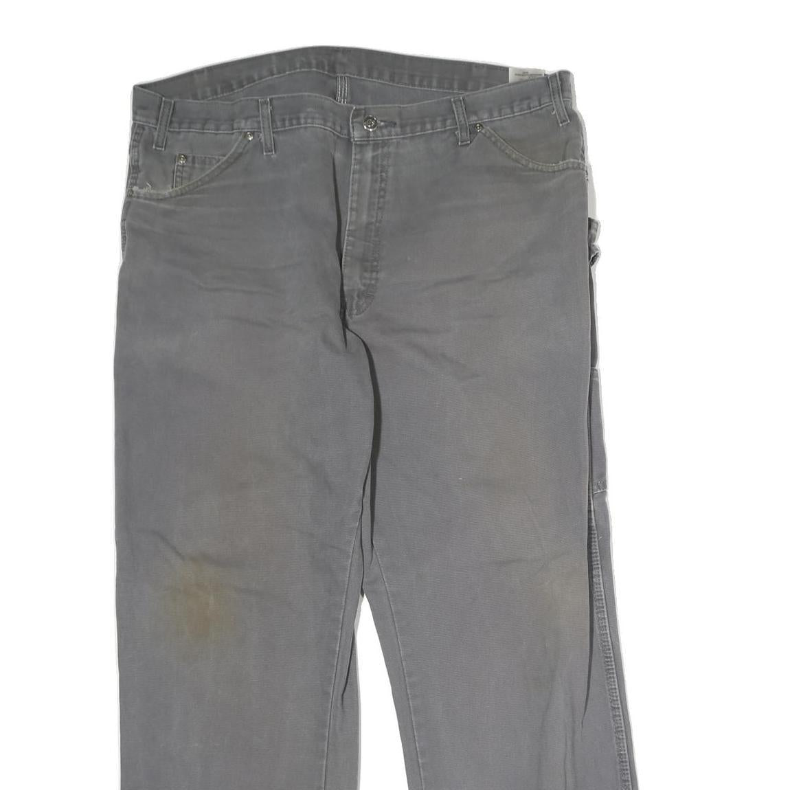 DICKIES Mens Jeans Grey Regular Straight Denim Medium W38 L32 Workwear