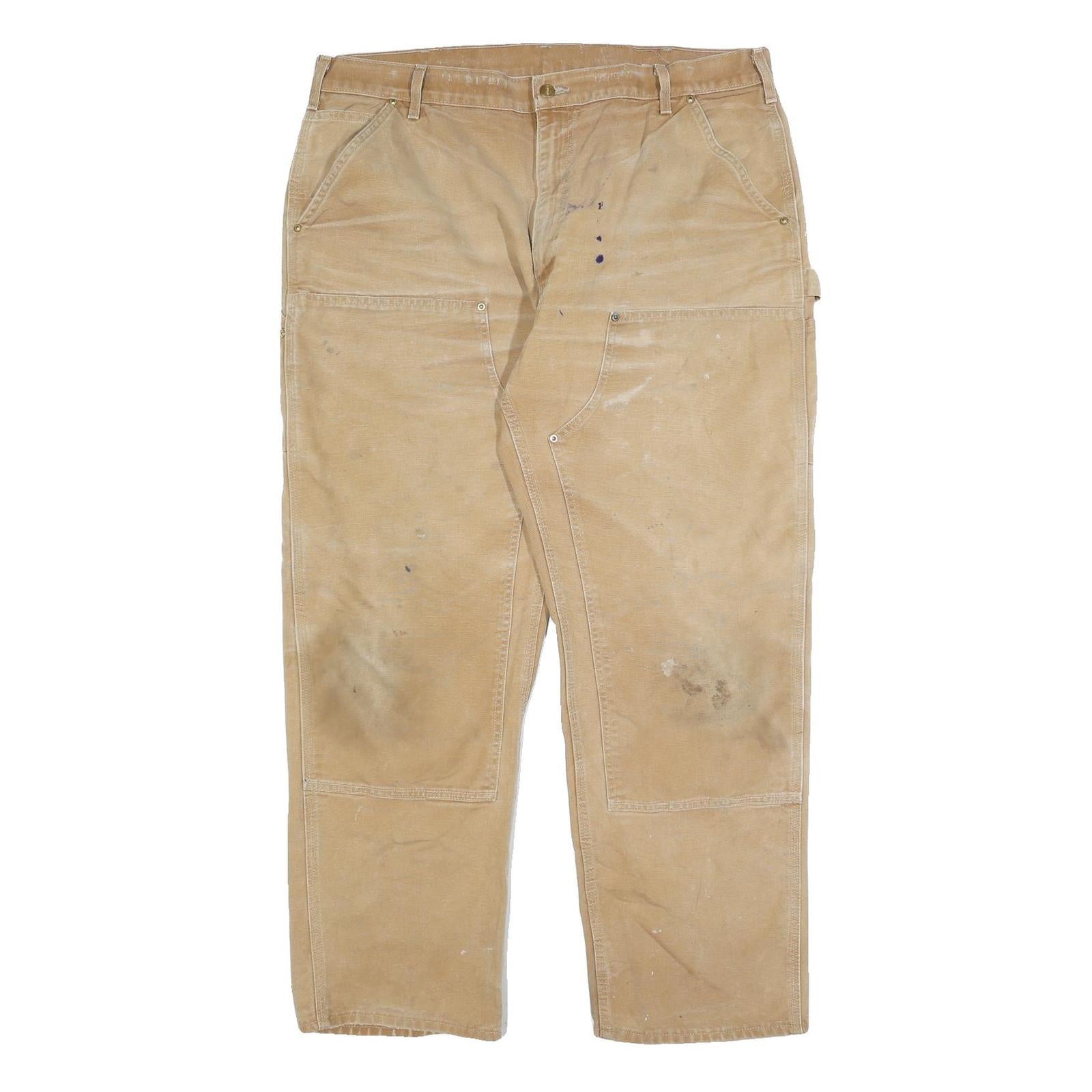 CARHARTT Mens Cotton Beige Relaxed Straight Leg Trousers W40 L32 Workwear