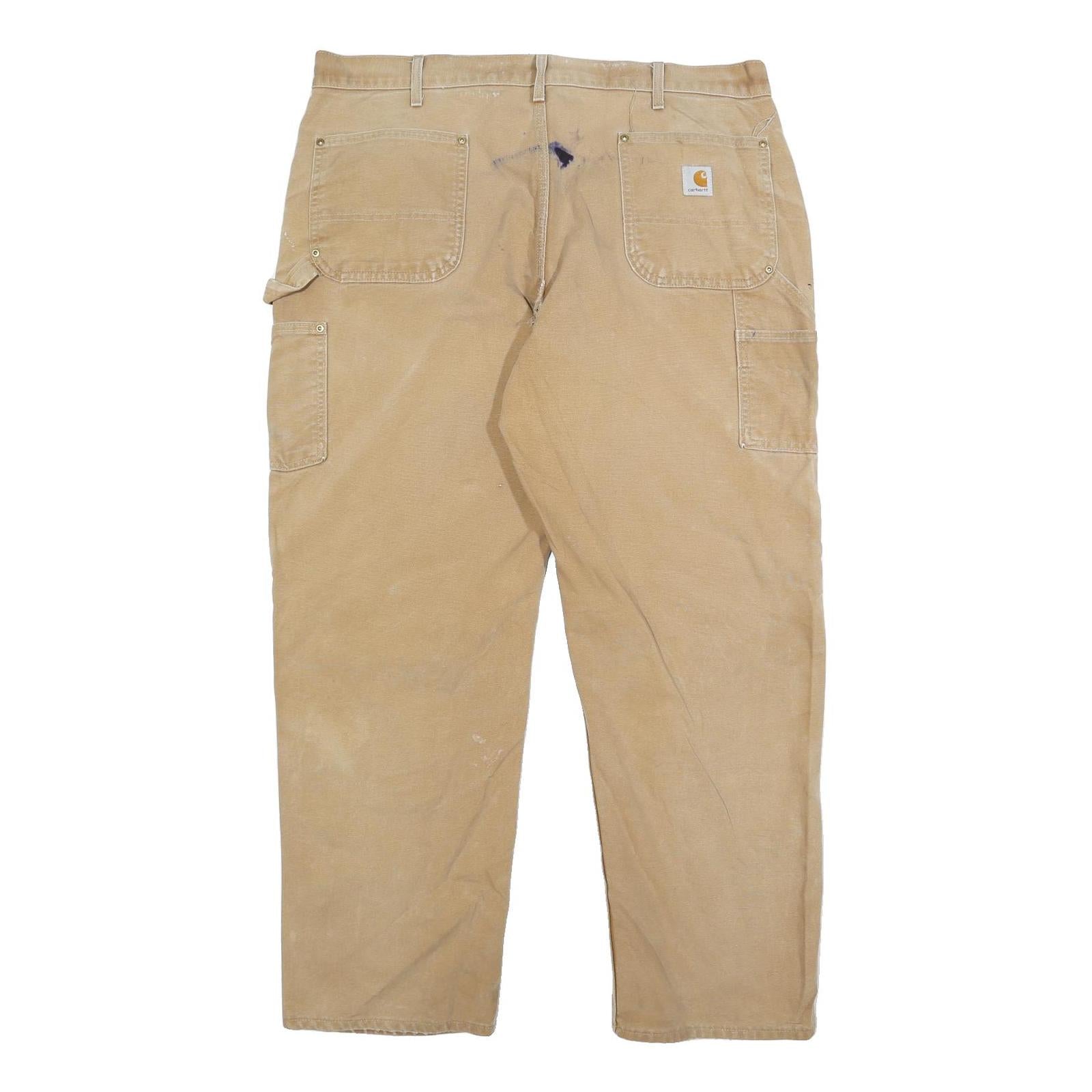 CARHARTT Mens Cotton Beige Relaxed Straight Leg Trousers W40 L32 Workwear