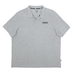 PUMA Mens Grey Cotton Blend Basic Polo Shirt XL Short Sleeve Logo Print