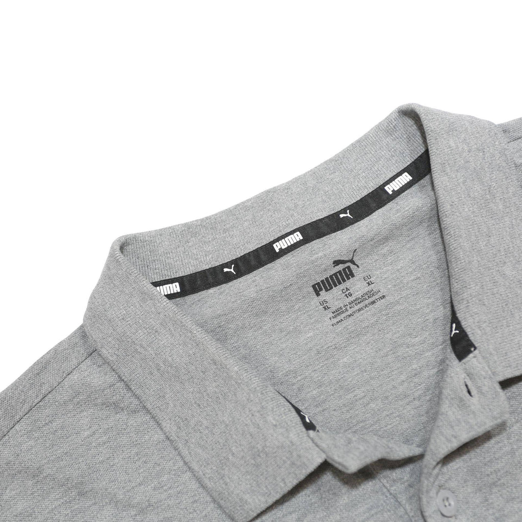 PUMA Mens Grey Cotton Blend Basic Polo Shirt XL Short Sleeve Logo Print