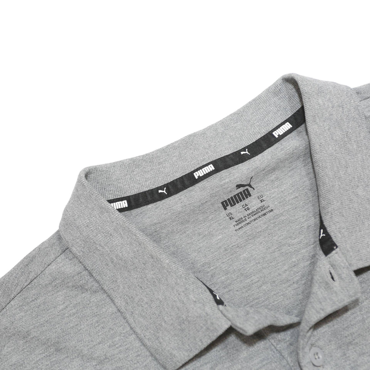 PUMA Mens Grey Cotton Blend Basic Polo Shirt XL Short Sleeve Logo Print
