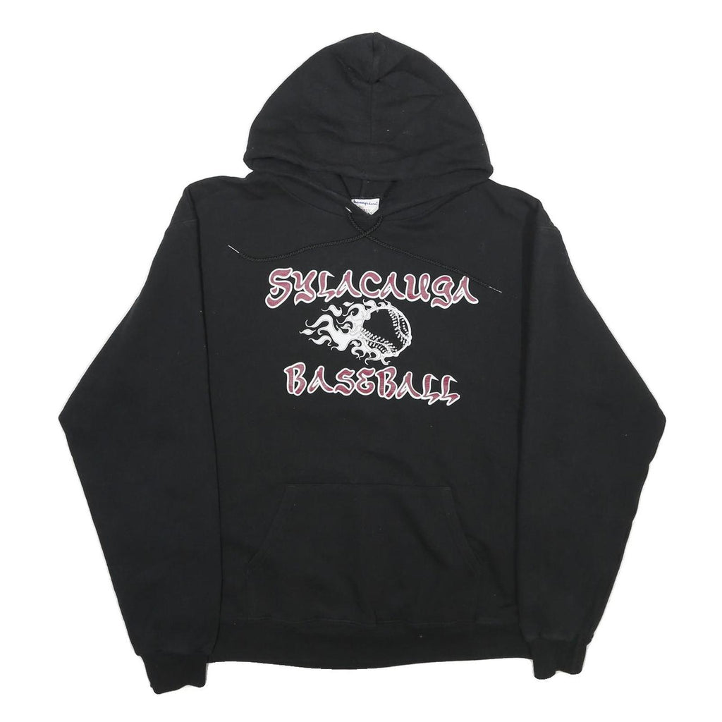 CHAMPION Mens Black Sylacauga Baseball Pullover Hoodie L Cotton Blend