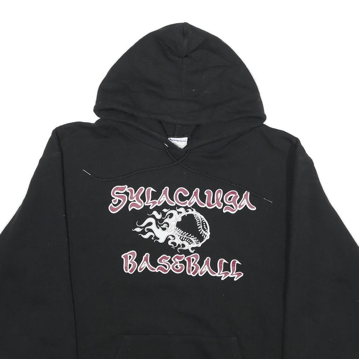 CHAMPION Mens Black Sylacauga Baseball Pullover Hoodie L Cotton Blend