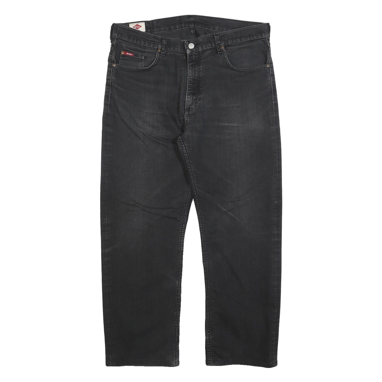 LEE COOPER Mens Black Regular Fit Straight Leg Denim Jeans W38 L30 Classic Style