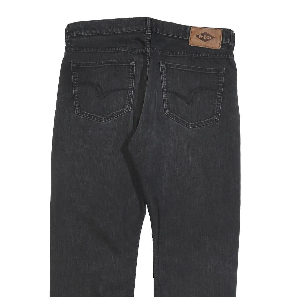 LEE COOPER Mens Black Regular Fit Straight Leg Denim Jeans W38 L30 Classic Style