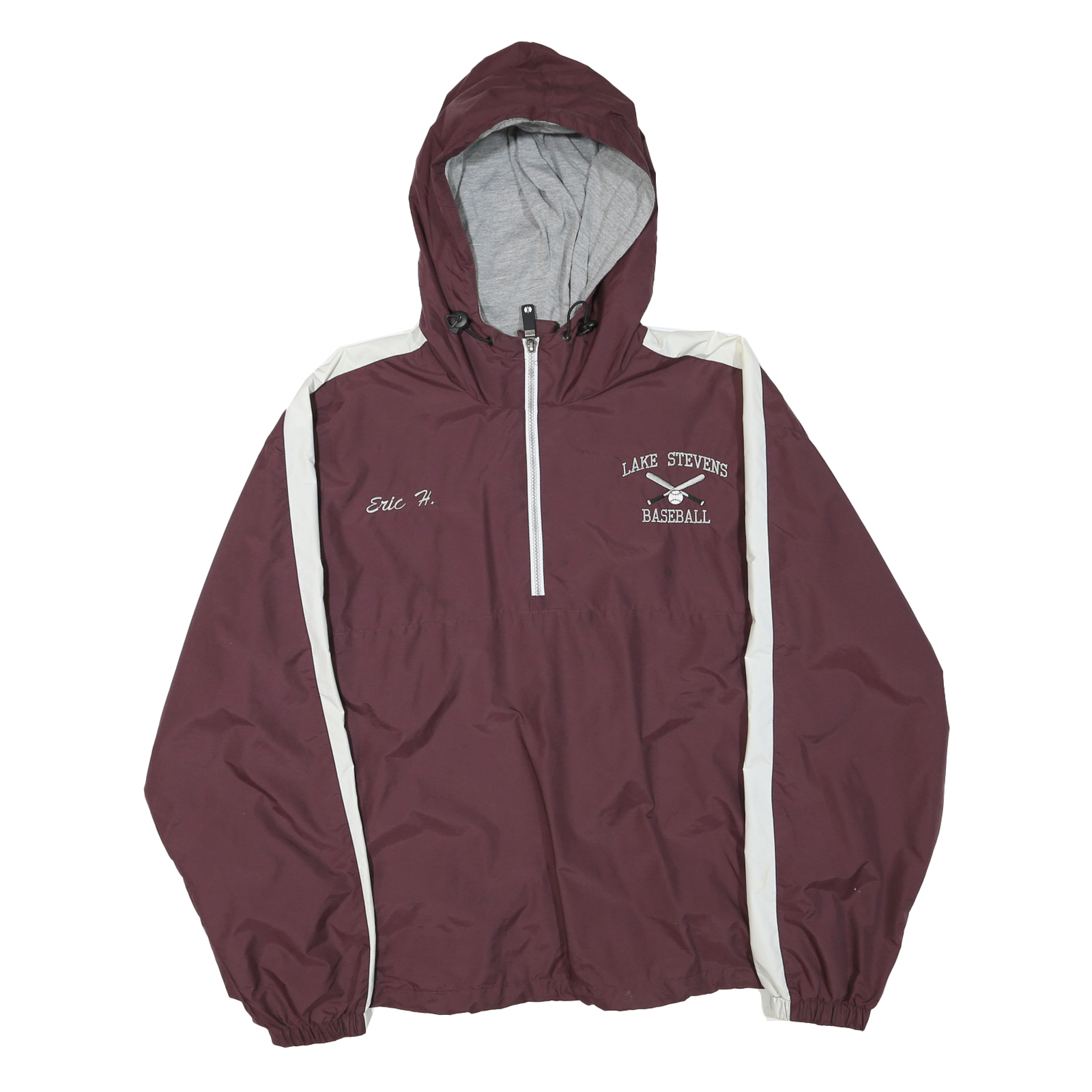 HOLLOWAY Mens Maroon & White Lake Stevens Baseball Zip Jacket L Polyester