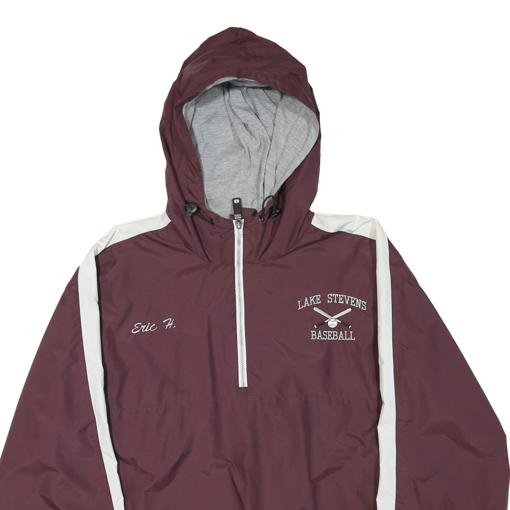 HOLLOWAY Mens Maroon & White Lake Stevens Baseball Zip Jacket L Polyester