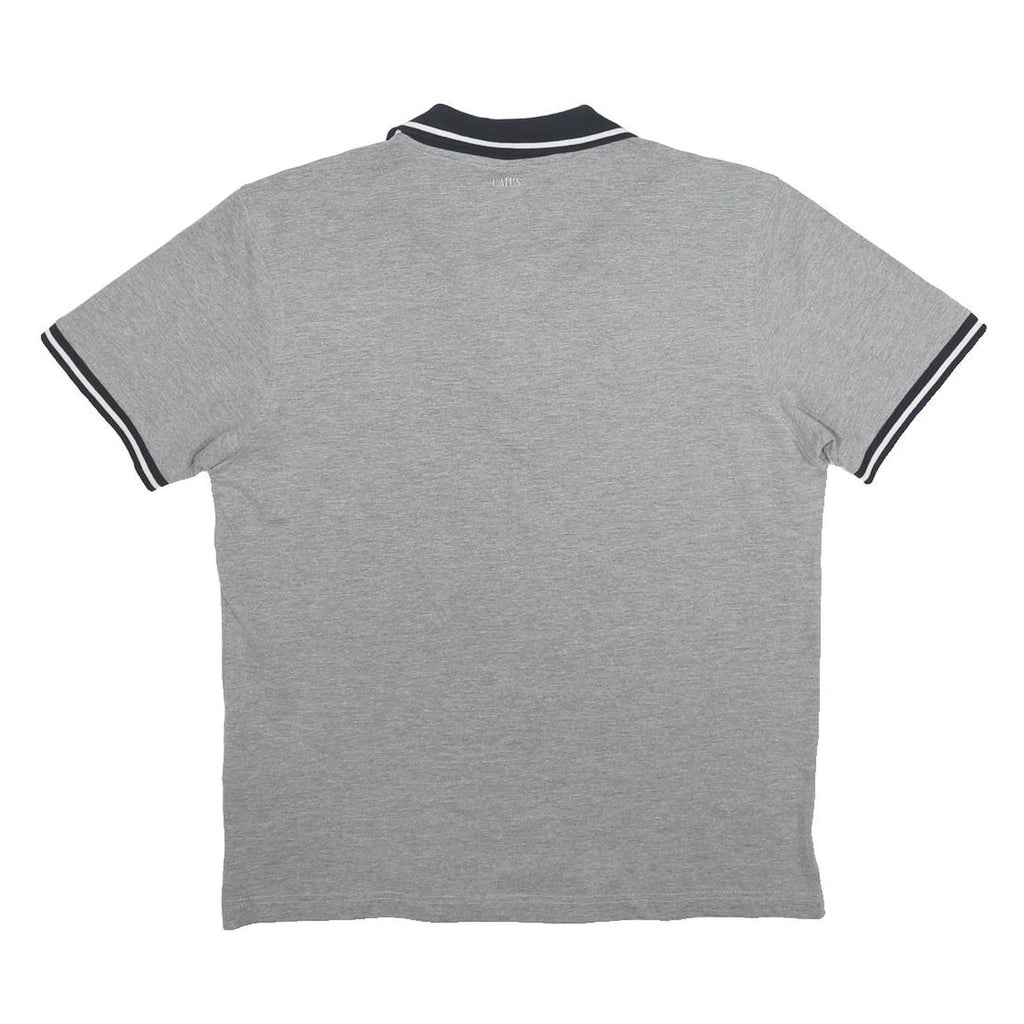 EVERLAST Mens Grey & Black Polo Shirt L Cotton Blend Short Sleeve Basic Casual