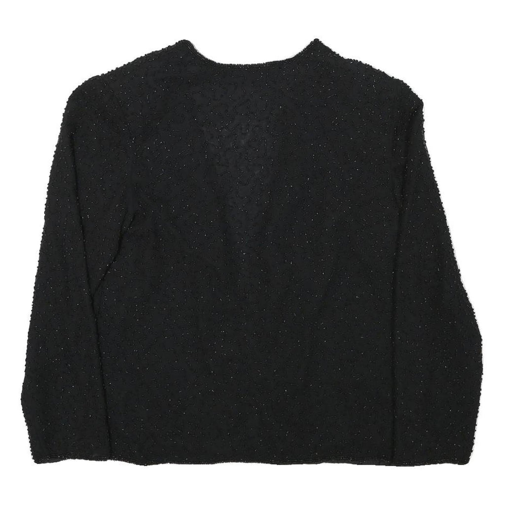 TONIGHT Womens Black Evening Jacket S Polyester Blend Textured Beaded Elegant