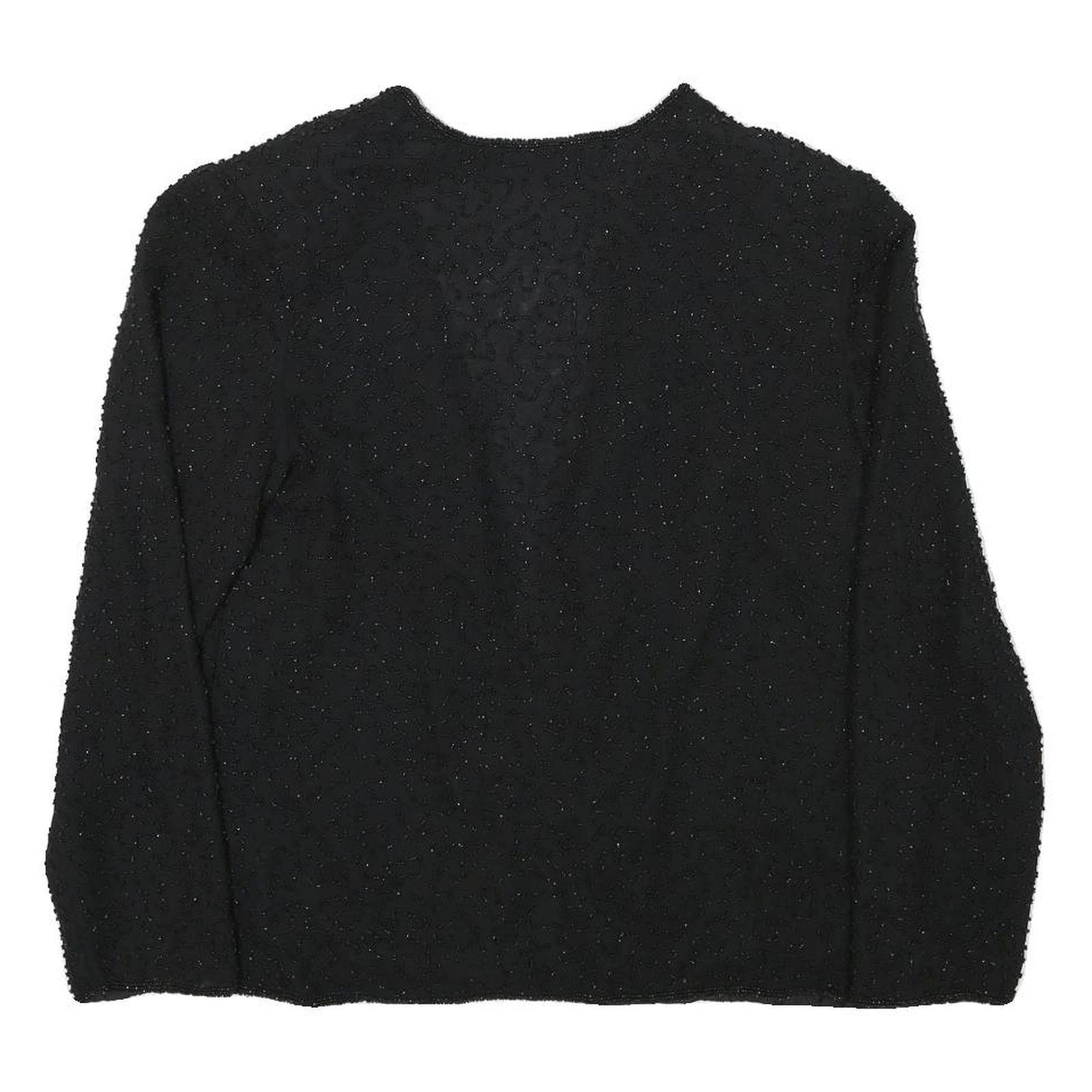 TONIGHT Womens Black Evening Jacket S Polyester Blend Textured Beaded Elegant