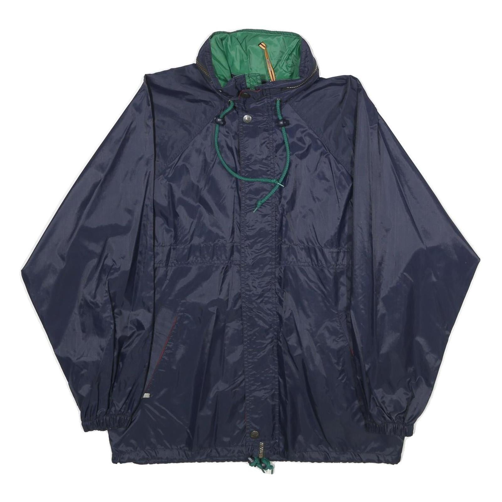 K-WAY Mens Navy Blue Outdoor Jacket M Nylon Plain Zip Casual Rainwear
