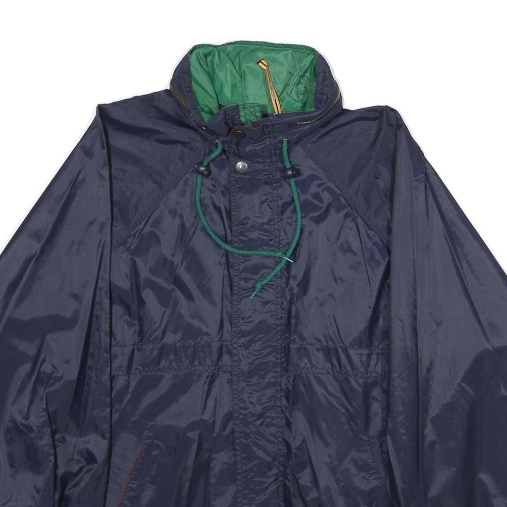 K-WAY Mens Navy Blue Outdoor Jacket M Nylon Plain Zip Casual Rainwear