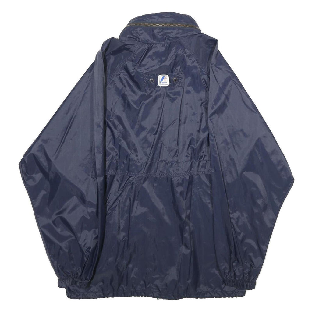 K-WAY Mens Navy Blue Outdoor Jacket M Nylon Plain Zip Casual Rainwear