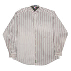 TOMMY HILFIGER Mens Red & White Stripe Shirt XL Classic Cotton Long Sleeve