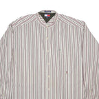 TOMMY HILFIGER Mens Red & White Stripe Shirt XL Classic Cotton Long Sleeve