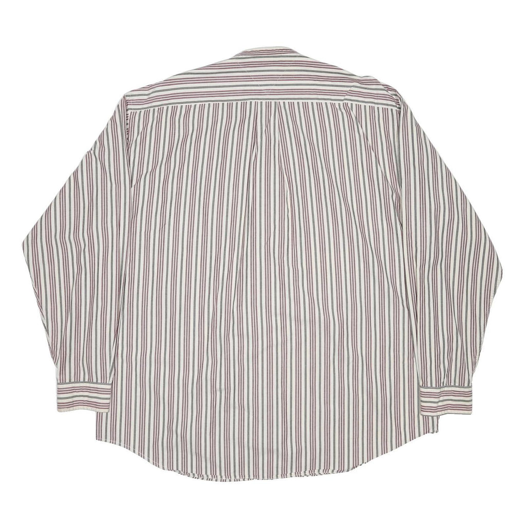 TOMMY HILFIGER Mens Red & White Stripe Shirt XL Classic Cotton Long Sleeve