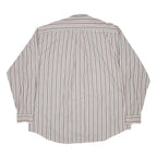 TOMMY HILFIGER Mens Red & White Stripe Shirt XL Classic Cotton Long Sleeve