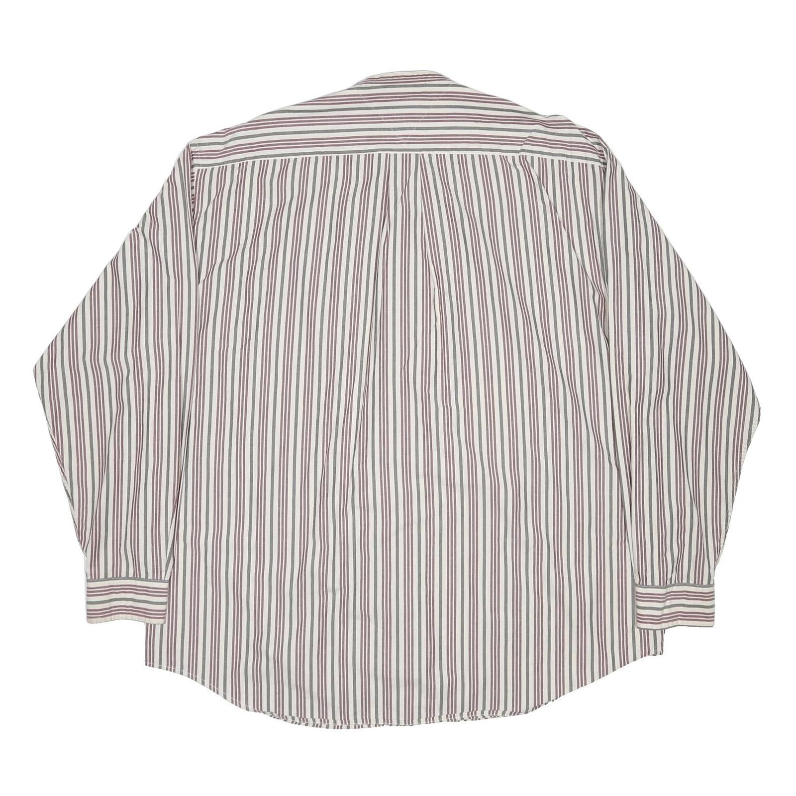 TOMMY HILFIGER Mens Red & White Stripe Shirt XL Classic Cotton Long Sleeve