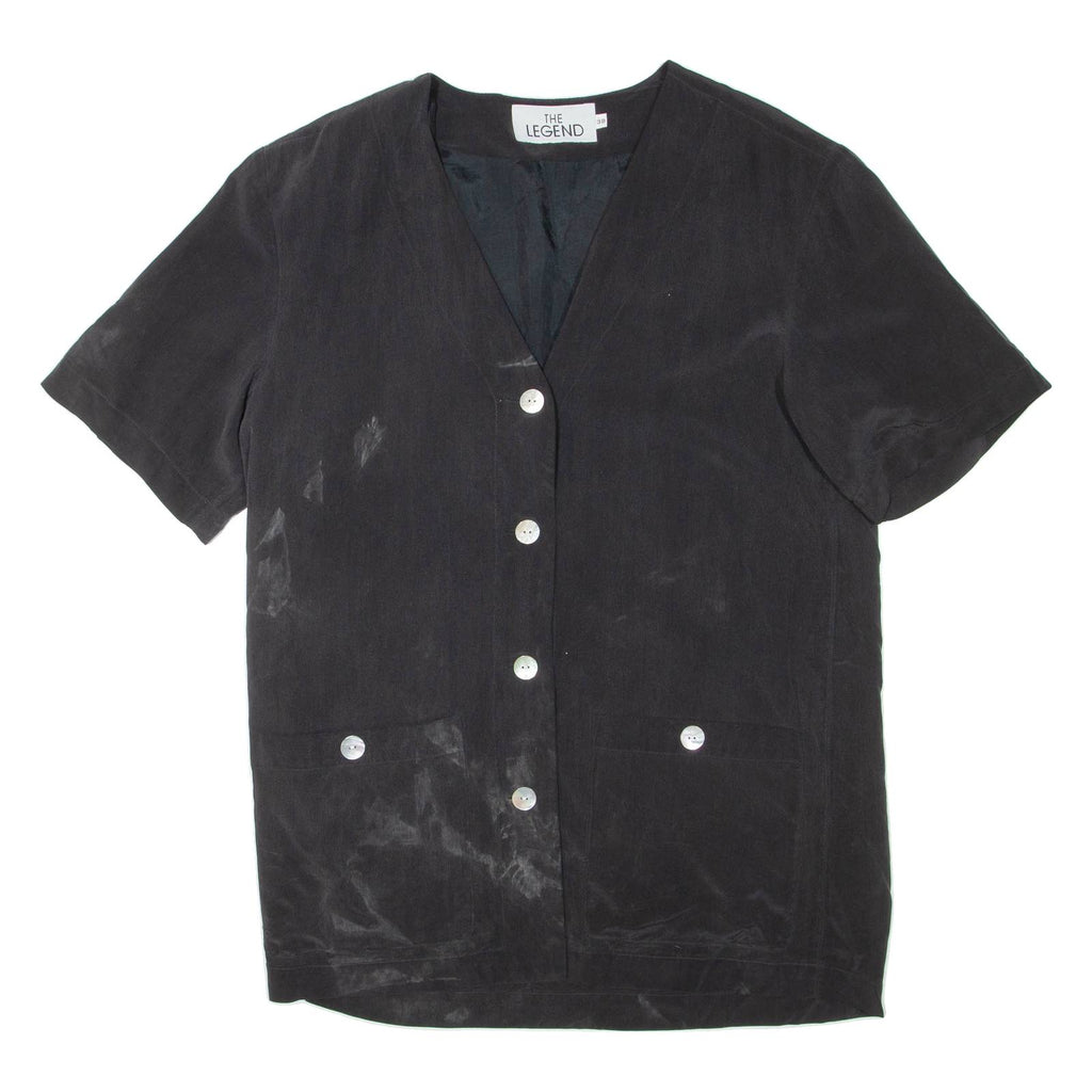 THE LEGEND Womens Top Black V-Neck L