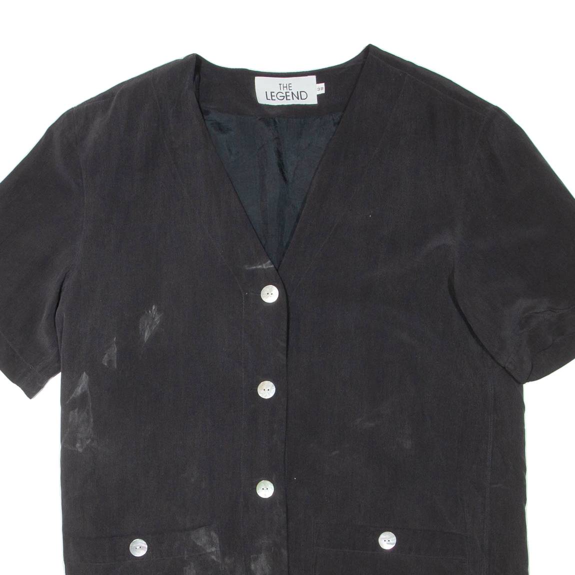THE LEGEND Womens Top Black V-Neck L