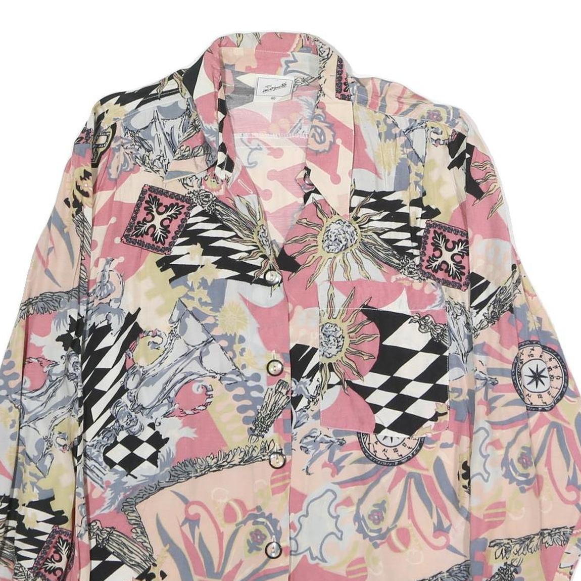 SIGNE INCOYIMTO Womens Pink Printed Long Sleeve Collared Shirt M Cotton Blend