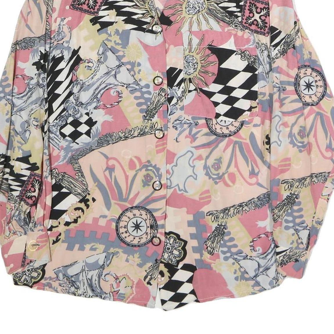 SIGNE INCOYIMTO Womens Pink Printed Long Sleeve Collared Shirt M Cotton Blend