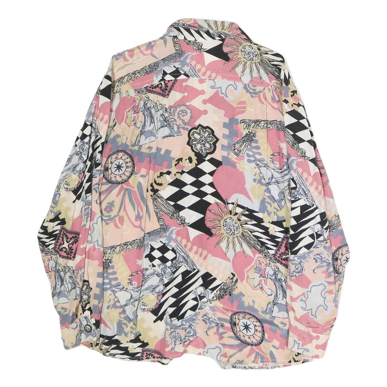 SIGNE INCOYIMTO Womens Pink Printed Long Sleeve Collared Shirt M Cotton Blend