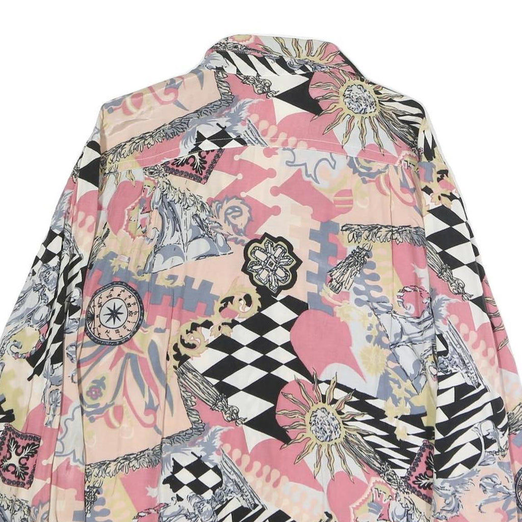 SIGNE INCOYIMTO Womens Pink Printed Long Sleeve Collared Shirt M Cotton Blend