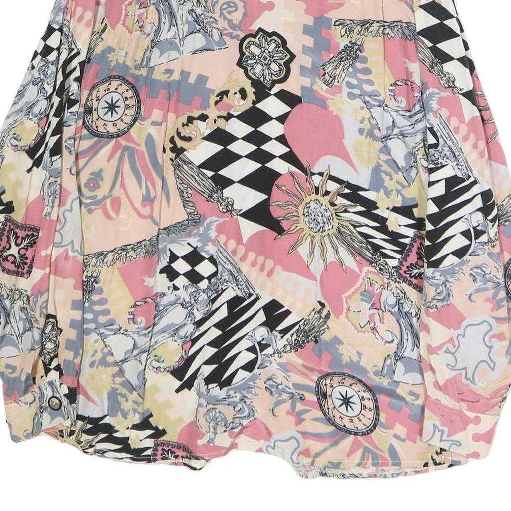 SIGNE INCOYIMTO Womens Pink Printed Long Sleeve Collared Shirt M Cotton Blend